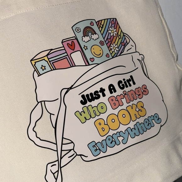 Canvas tote bag book bag library bag handmade kids girl NEW - Picture 3 of 3